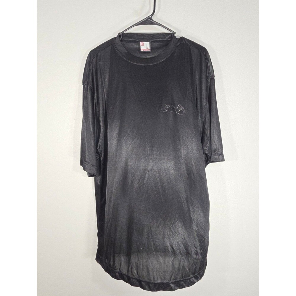 Vtg 90's Y2K South Pole Sheer Silky BLACK Club Hip Hop Size Large Baggy BE